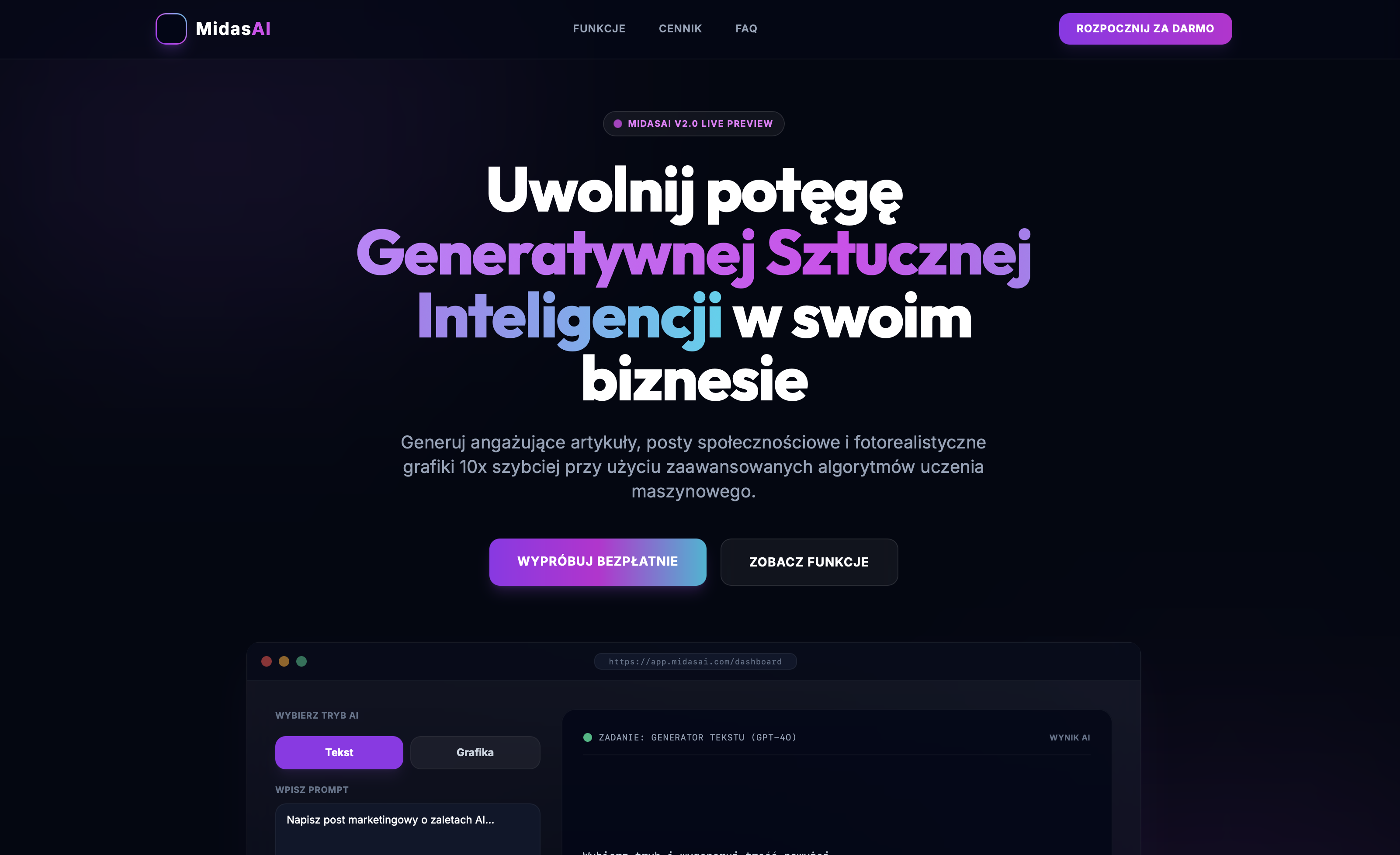 Midas AI - landingpage