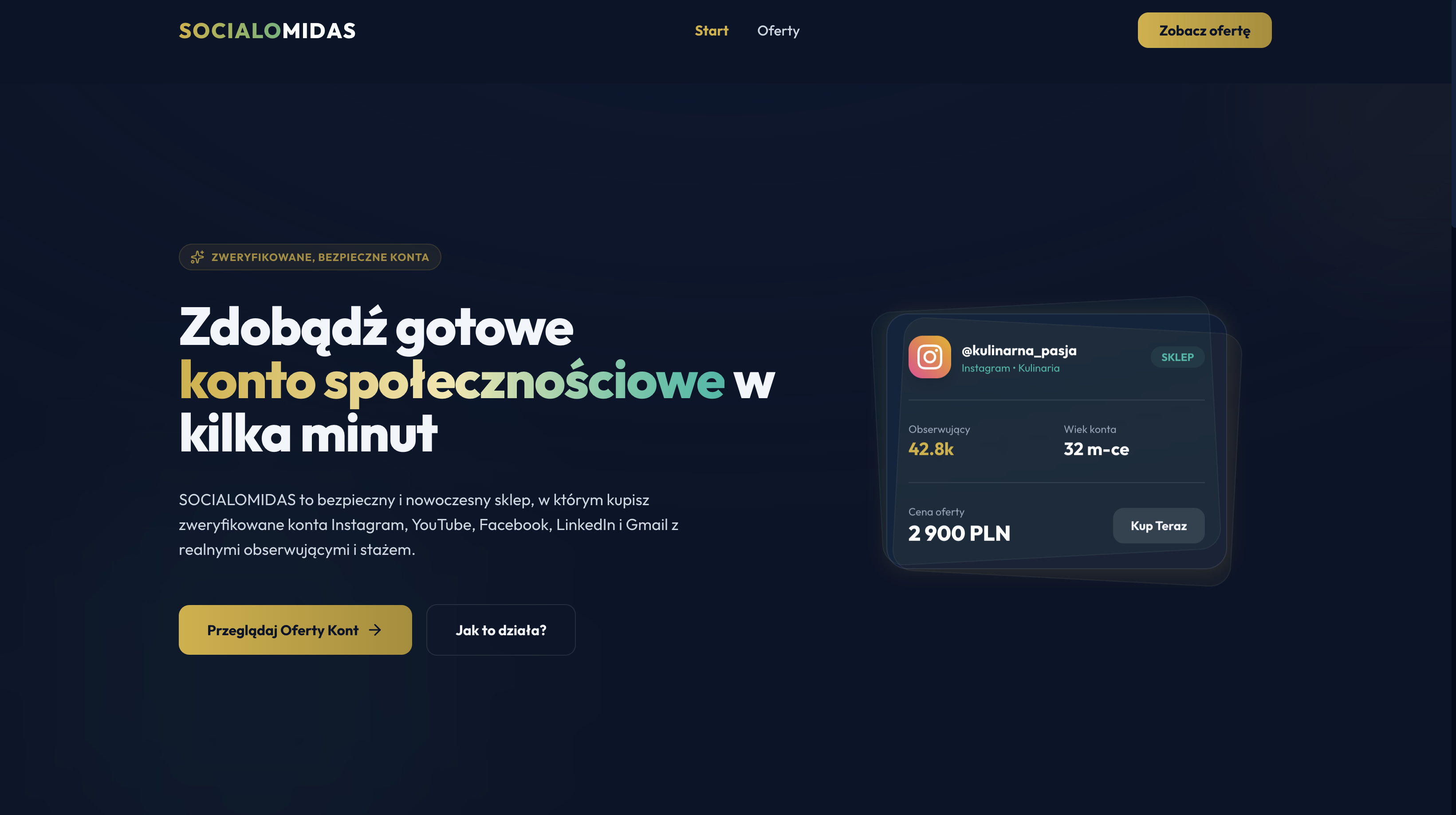 SocialoMidas - Sklep z Kontami Społecznościowymi